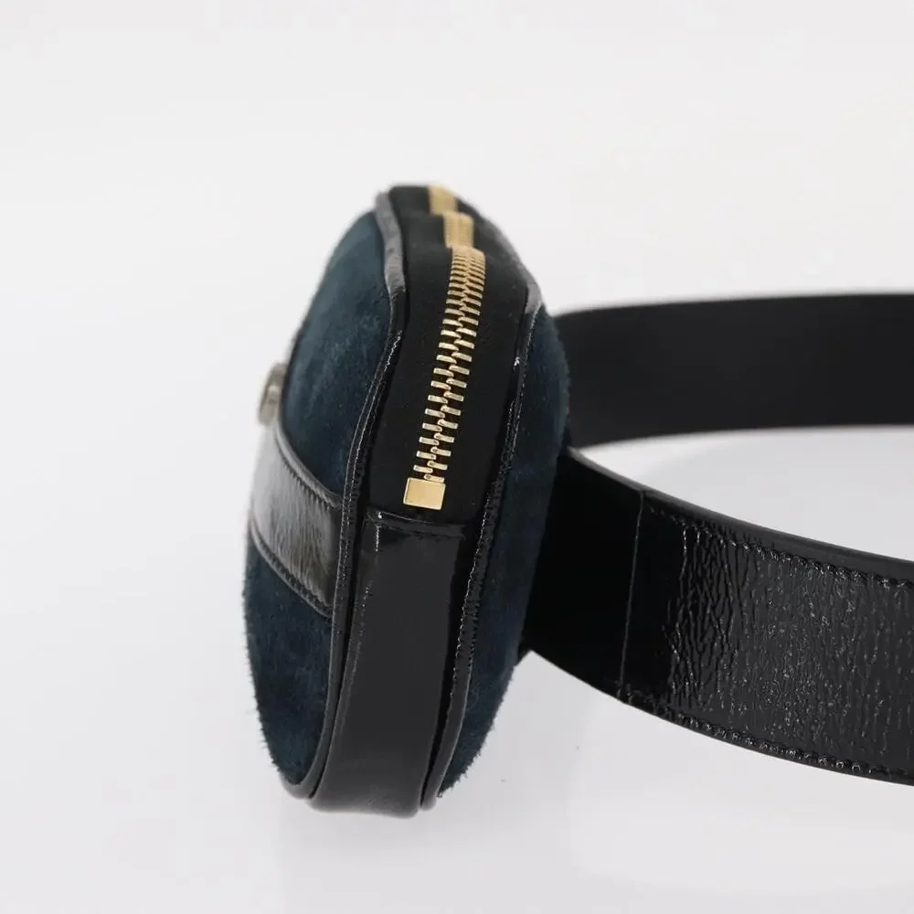 Gucci Suede Web Enamel Waist Bag Navy